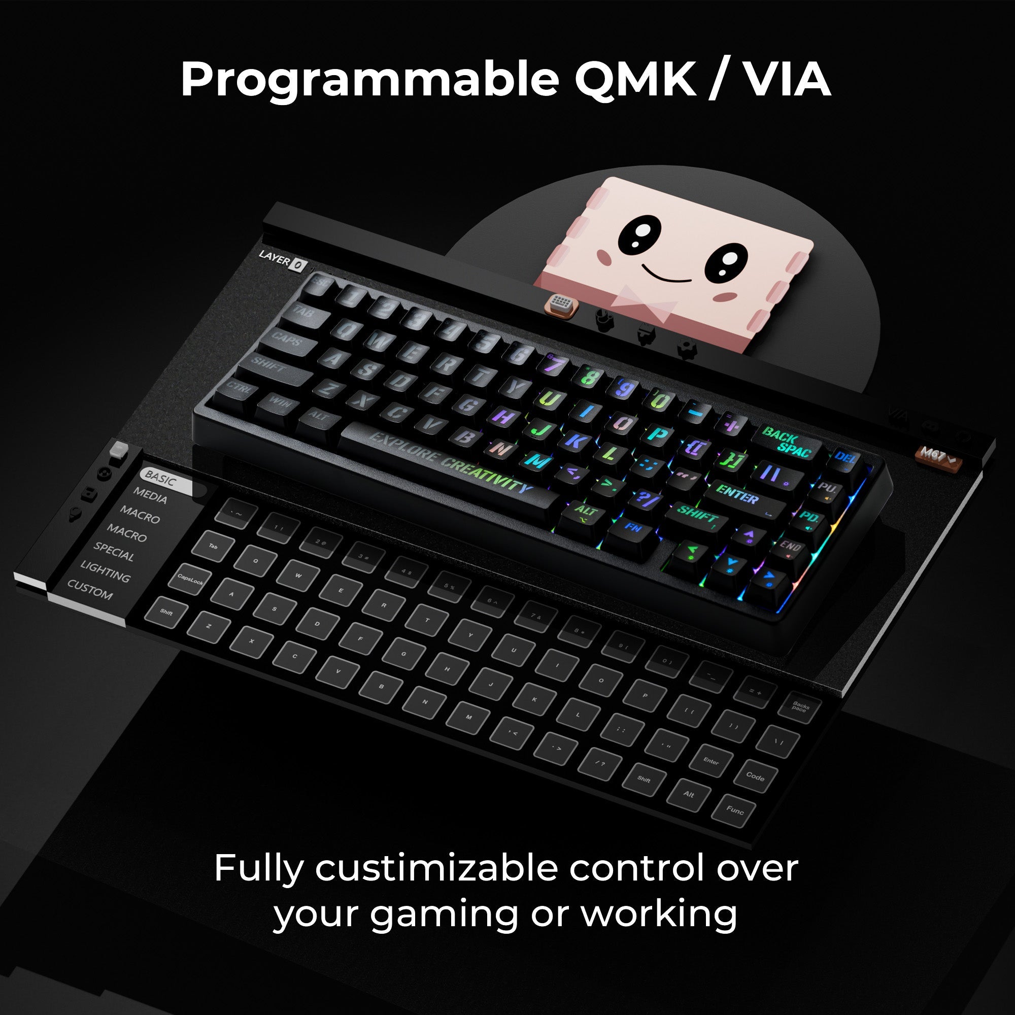 XVX M67 Miami VIA Tri-Mode Mechanical Keyboard with IMD-Tech Keycaps
