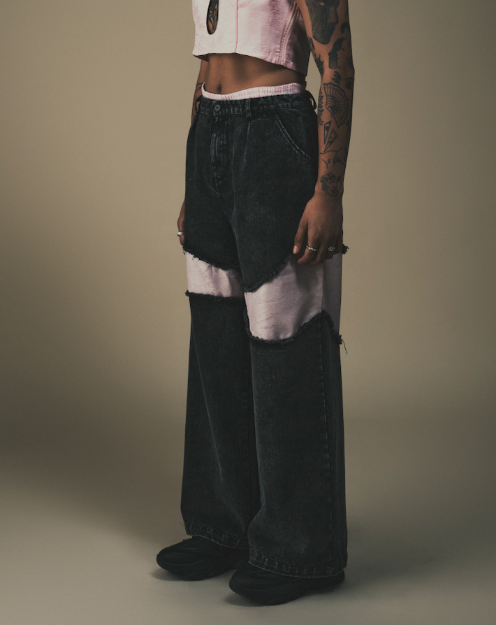 Deng Denim/Brocade Patch Jeans